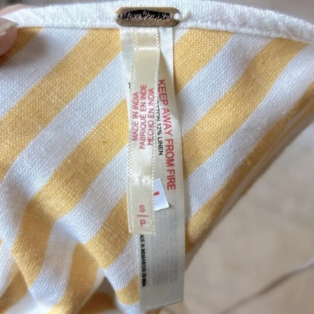 NEW Free People white and golden yellow striped triangle wrap around crop top